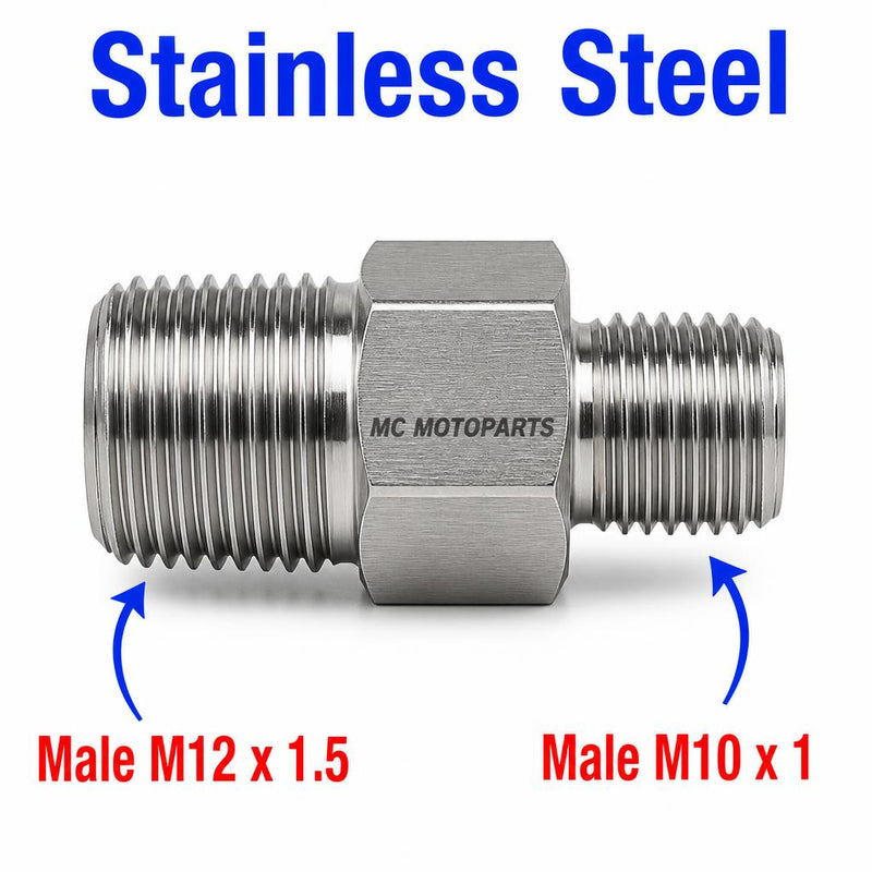 M12x1.5 Male to M10x1 Male Stainless Steel 304 Sensor Adaptor Fittings Conversion