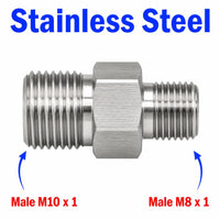 M10x1 Male to M8x1 Male Stainless Steel 304 Sensor Adaptor Fittings Conversion