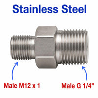 M12x1 Male to BSP G 1/4 inch Male Stainless Steel 304 Sensor Adaptor Fittings Conversion