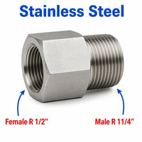 BSPT Tapered R 1/2 inch Female to BSPT Tapered R 1-1/4 inch Male Stainless Steel 304 Sensor Adaptor Fittings Conversion