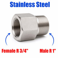 BSPT Tapered R 3/4 inch Female to BSPT Tapered R 1 inch Male Stainless Steel 304 Sensor Adaptor Fittings Conversion