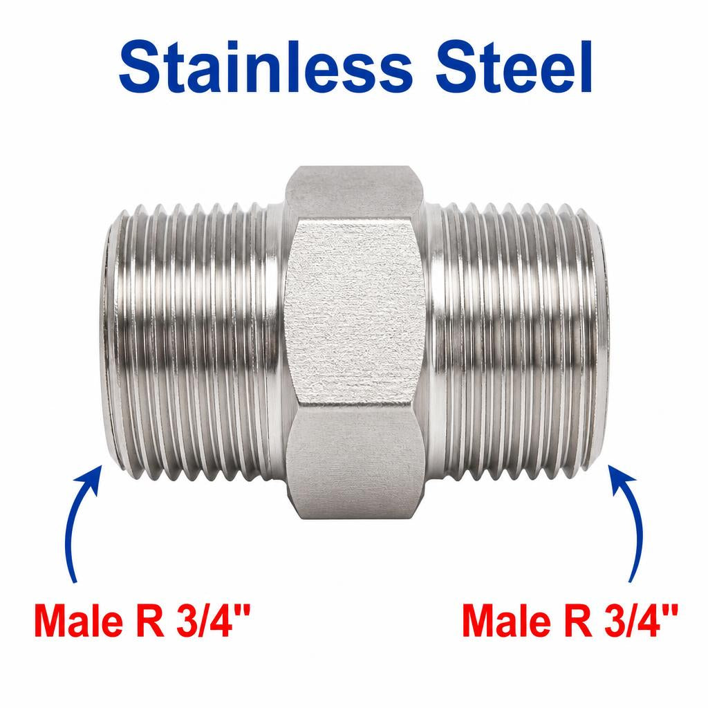 BSPT Tapered R 3/4 inch Male to BSPT Tapered R 3/4 inch Male Stainless Steel 304 Sensor Adaptor Fittings Conversion