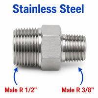 BSPT Tapered R 1/2 inch Male to BSPT Tapered R 3/8 inch Male Stainless Steel 304 Sensor Adaptor Fittings Conversion