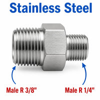 BSPT Tapered R 3/8 inch Male to BSPT Tapered R 1/4 inch Male Stainless Steel 304 Sensor Adaptor Fittings Conversion