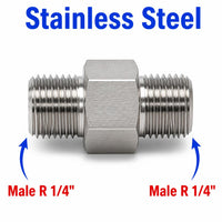 BSPT Tapered R 1/4 inch Male to BSPT Tapered R 1/4 inch Male Stainless Steel 304 Sensor Adaptor Fittings Conversion