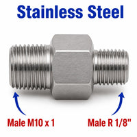 M10x1 Male to BSPT Tapered R 1/8 inch Male Stainless Steel 304 Sensor Adaptor Fittings Conversion