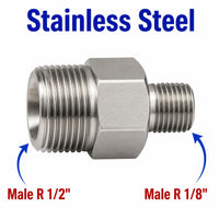 BSPT Tapered R 1/2 inch Male to BSPT Tapered R 1/8 inch Male Stainless Steel 304 Sensor Adaptor Fittings Conversion