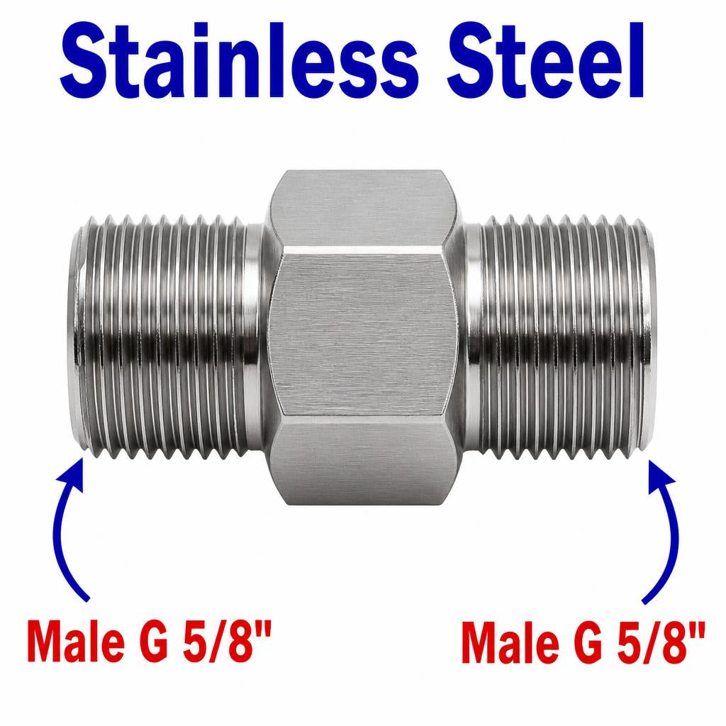 BSP G 5/8 inch Male to BSP G 5/8 inch Male Stainless Steel 304 Sensor Adaptor Fittings Conversion