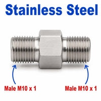 M10x1 Male to M10x1 Male Stainless Steel 304 Sensor Adaptor Fittings Conversion