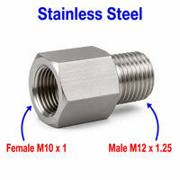 M10x1 Female to M12x1.25 Male Stainless Steel 304 Sensor Adaptor Fittings Conversion