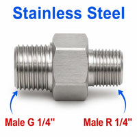 BSP G 1/4 inch Male to BSPT Tapered R 1/4 inch Male Stainless Steel 304 Sensor Adaptor Fittings Conversion