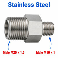 M20x1.5 Male to M10x1 Male Stainless Steel 304 Sensor Adaptor Fittings Conversion