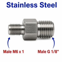 M6x1 Male to BSP G 1/8 inch Male Stainless Steel 304 Sensor Adaptor Fittings Conversion