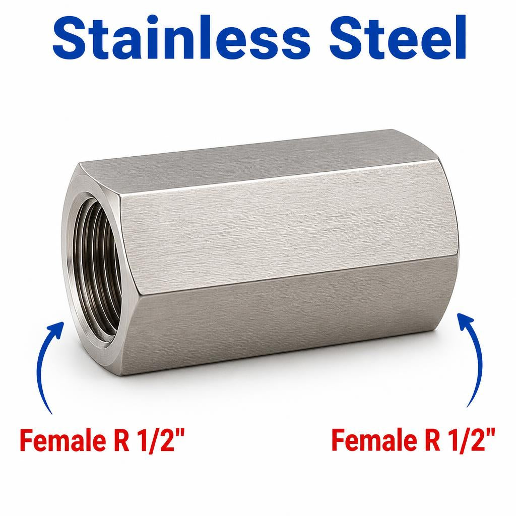 BSPT Tapered R 1/2 inch Female to BSPT Tapered R 1/2 inch Female Stainless Steel 304 Sensor Adaptor Fittings Conversion