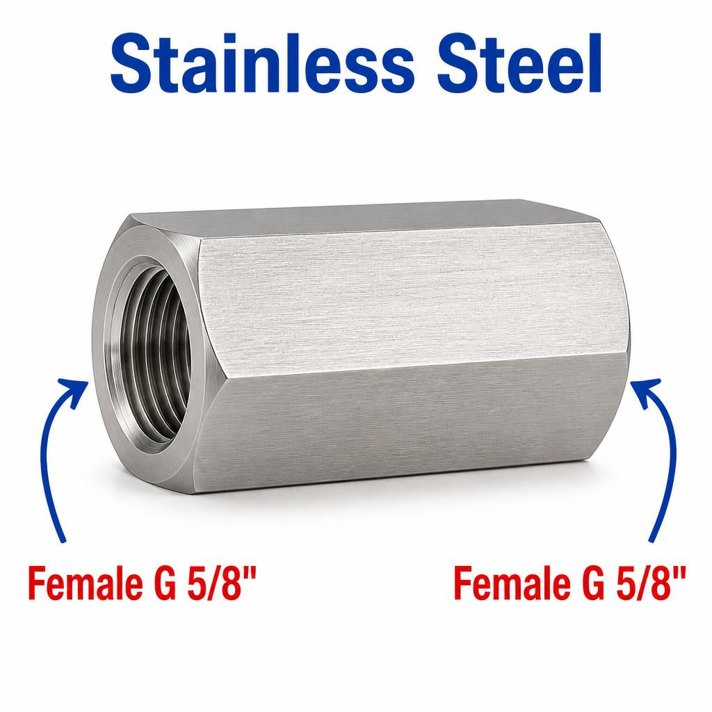 BSP G 5/8 inch Female to BSP G 5/8 inch Female Stainless Steel 304 Sensor Adaptor Fittings Conversion