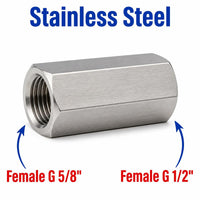 BSP G 5/8 inch Female to BSP G 1/2 inch Female Stainless Steel 304 Sensor Adaptor Fittings Conversion