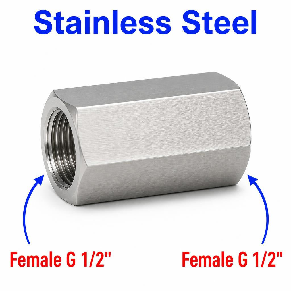 BSP G 1/2 inch Female to BSP G 1/2 inch Female Stainless Steel 304 Sensor Adaptor Fittings Conversion