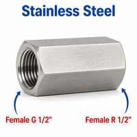 BSP G 1/2 inch Female to BSPT Tapered R 1/2 inch Female Stainless Steel 304 Sensor Adaptor Fittings Conversion