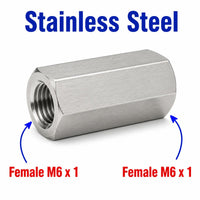 M6x1 Female to M6x1 Female Stainless Steel 304 Sensor Adaptor Fittings Conversion