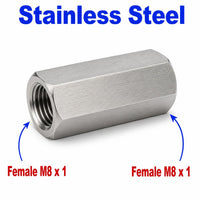 M8x1 Female to M8x1 Female Stainless Steel 304 Sensor Adaptor Fittings Conversion