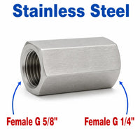 BSP G 5/8 inch Female to BSP G 1/4 inch Female Stainless Steel 304 Sensor Adaptor Fittings Conversion