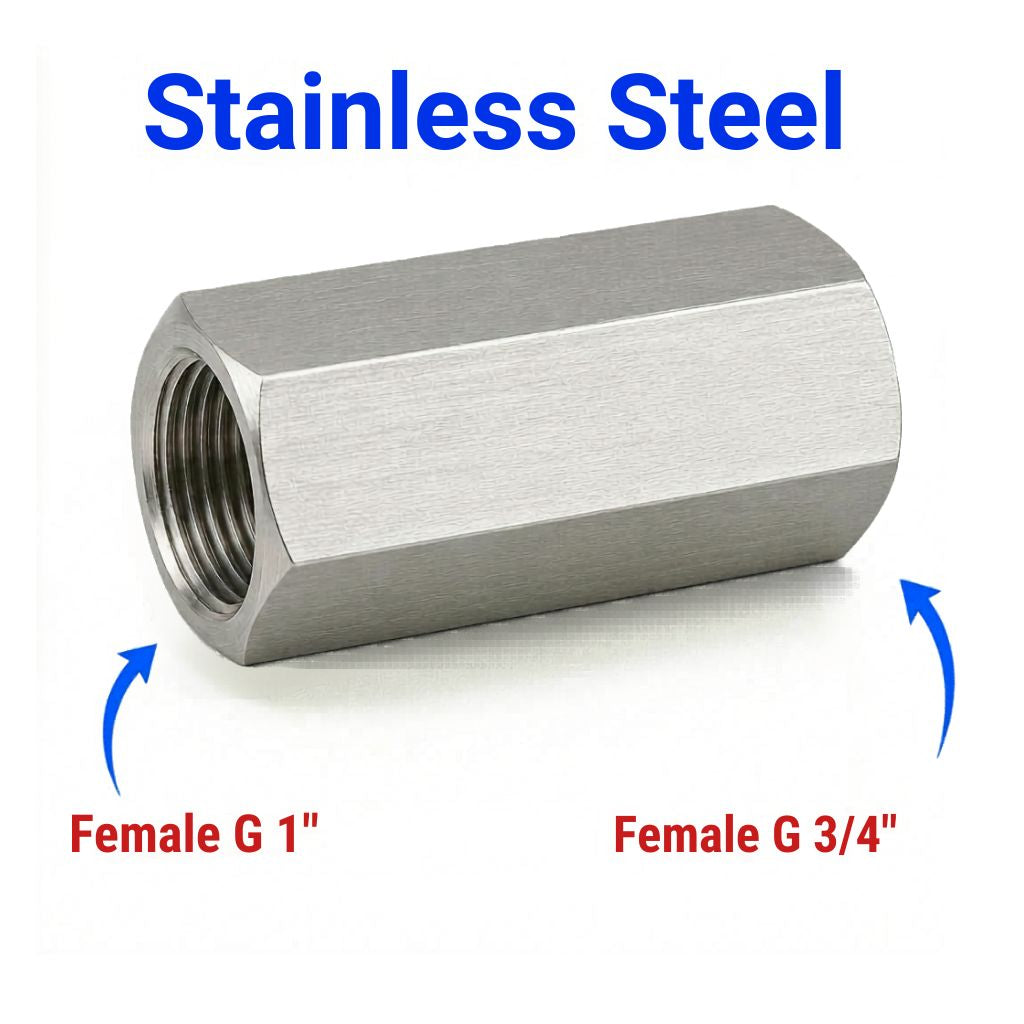 BSP G 1 inch Female to BSP G 3/4 inch Female Stainless Steel 304 Sensor Adaptor Fittings Conversion