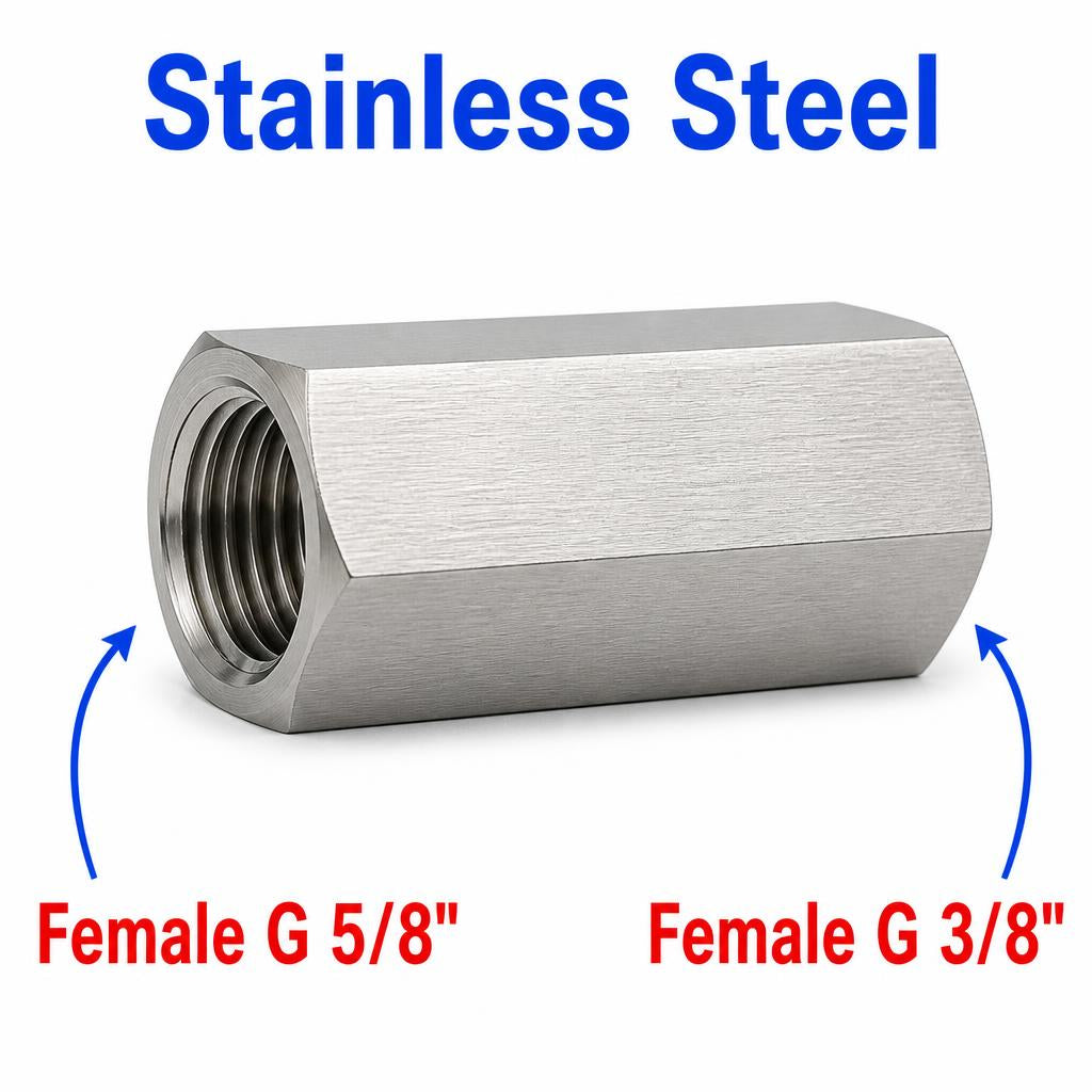 BSP G 5/8 inch Female to BSP G 3/8 inch Female Stainless Steel 304 Sensor Adaptor Fittings Conversion