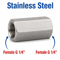 BSP G 1/4 inch Female to BSP G 1/4 inch Female Stainless Steel 304 Sensor Adaptor Fittings Conversion