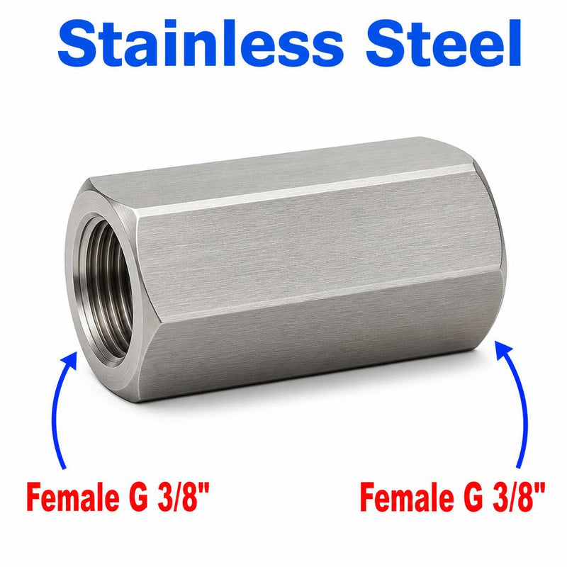 BSP G 3/8 inch Female to BSP G 3/8 inch Female Stainless Steel 304 Sensor Adaptor Fittings Conversion