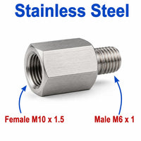 M10x1.5 Female to M6x1 Male Stainless Steel 304 Sensor Adaptor Fittings Conversion