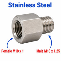 M10x1 Female to M10x1.25 Male Stainless Steel 304 Sensor Adaptor Fittings Conversion