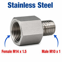 M14x1.5 Female to M10x1 Male Stainless Steel 304 Sensor Adaptor Fittings Conversion