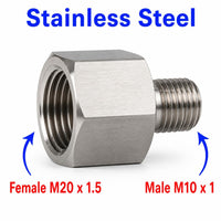 M20x1.5 Female to M10x1 Male Stainless Steel 304 Sensor Adaptor Fittings Conversion