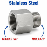 BSP G 3/4 inch Female to BSP G 5/8 inch Male Stainless Steel 304 Sensor Adaptor Fittings Conversion