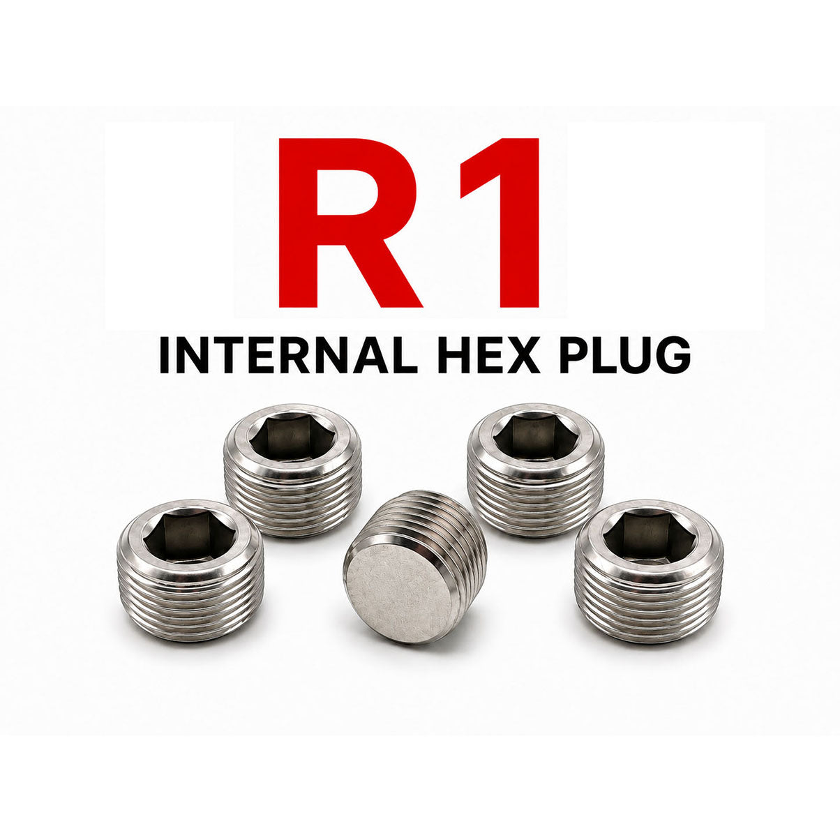 BSPT Tapered R 1 inch Hex Socket Pipe Plug Stainless Steel 304 - Set of 5pcs