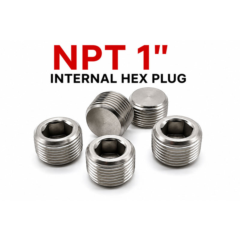 1 inch NPT Hex Socket Pipe Plug Stainless Steel 304 - Set of 5pcs