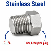 BSPT Tapered R 1/4 inch Hex Head Pipe Plug Stainless Steel 304 Threaded Fitting Block Off Cap