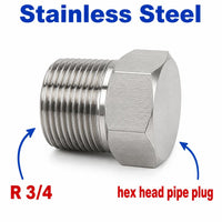 BSPT Tapered R 3/4 inch Hex Head Pipe Plug Stainless Steel 304 Threaded Fitting Block Off Cap