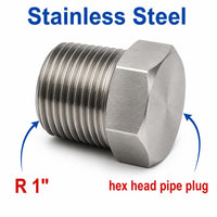 BSPT Tapered R 1 inch Hex Head Pipe Plug Stainless Steel 304 Threaded Fitting Block Off Cap