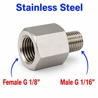 BSP G 1/8 inch Female to BSP G 1/16 inch Male Stainless Steel 304 Sensor Adaptor Fittings Conversion