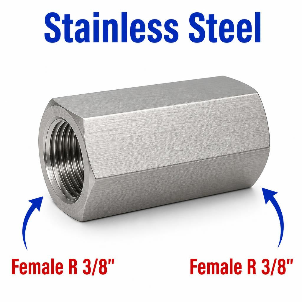 BSPT Tapered R 3/8 inch Female to BSPT Tapered R 3/8 inch Female Stainless Steel 304 Sensor Adaptor Fittings Conversion