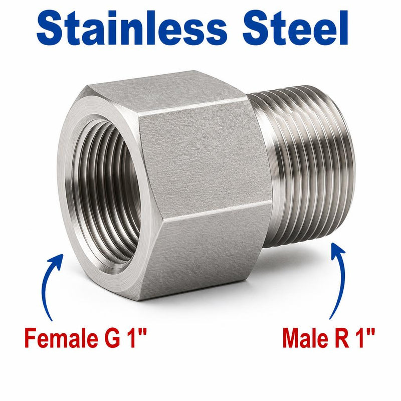 BSP G 1 inch Female to BSPT Tapered R 1 inch Male Stainless Steel 304 Sensor Adaptor Fittings Conversion