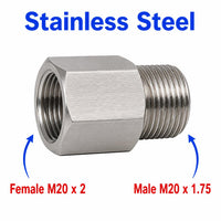 M20x2 Female to M20x1.75 Male Stainless Steel 304 Sensor Adaptor Fittings Conversion