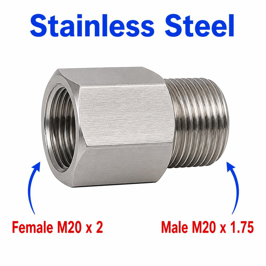 M20x2 Female to M20x1.75 Male Stainless Steel 304 Sensor Adaptor Fittings Conversion