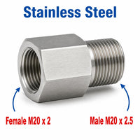 M20x2 Female to M20x2.5 Male Stainless Steel 304 Sensor Adaptor Fittings Conversion