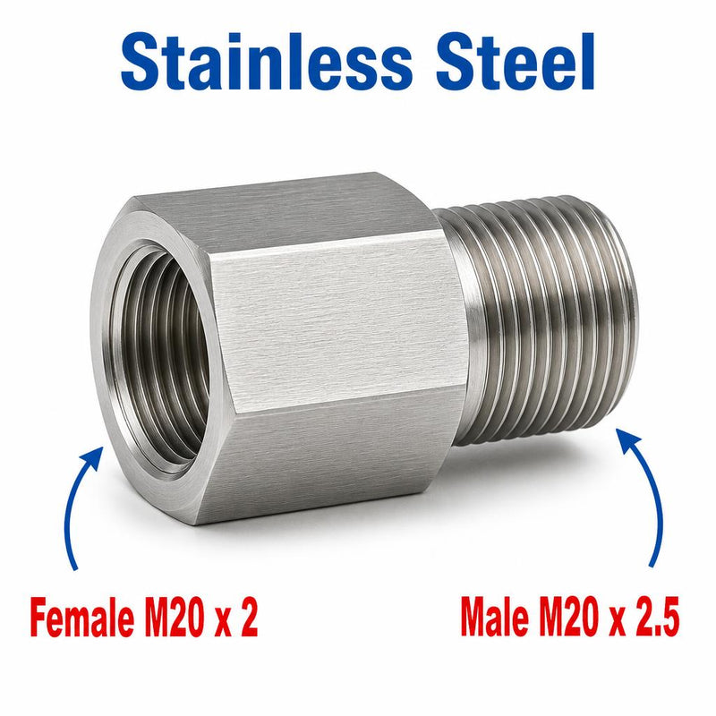 M20x2 Female to M20x2.5 Male Stainless Steel 304 Sensor Adaptor Fittings Conversion