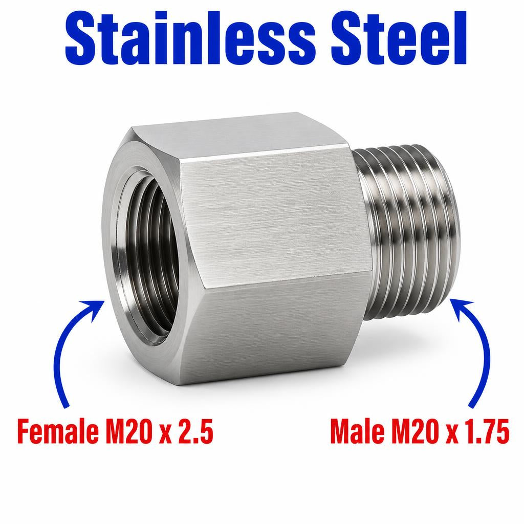 M20x2.5 Female to M20x1.75 Male Stainless Steel 304 Sensor Adaptor Fittings Conversion