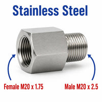 M20x1.75 Female to M20x2.5 Male Stainless Steel 304 Sensor Adaptor Fittings Conversion