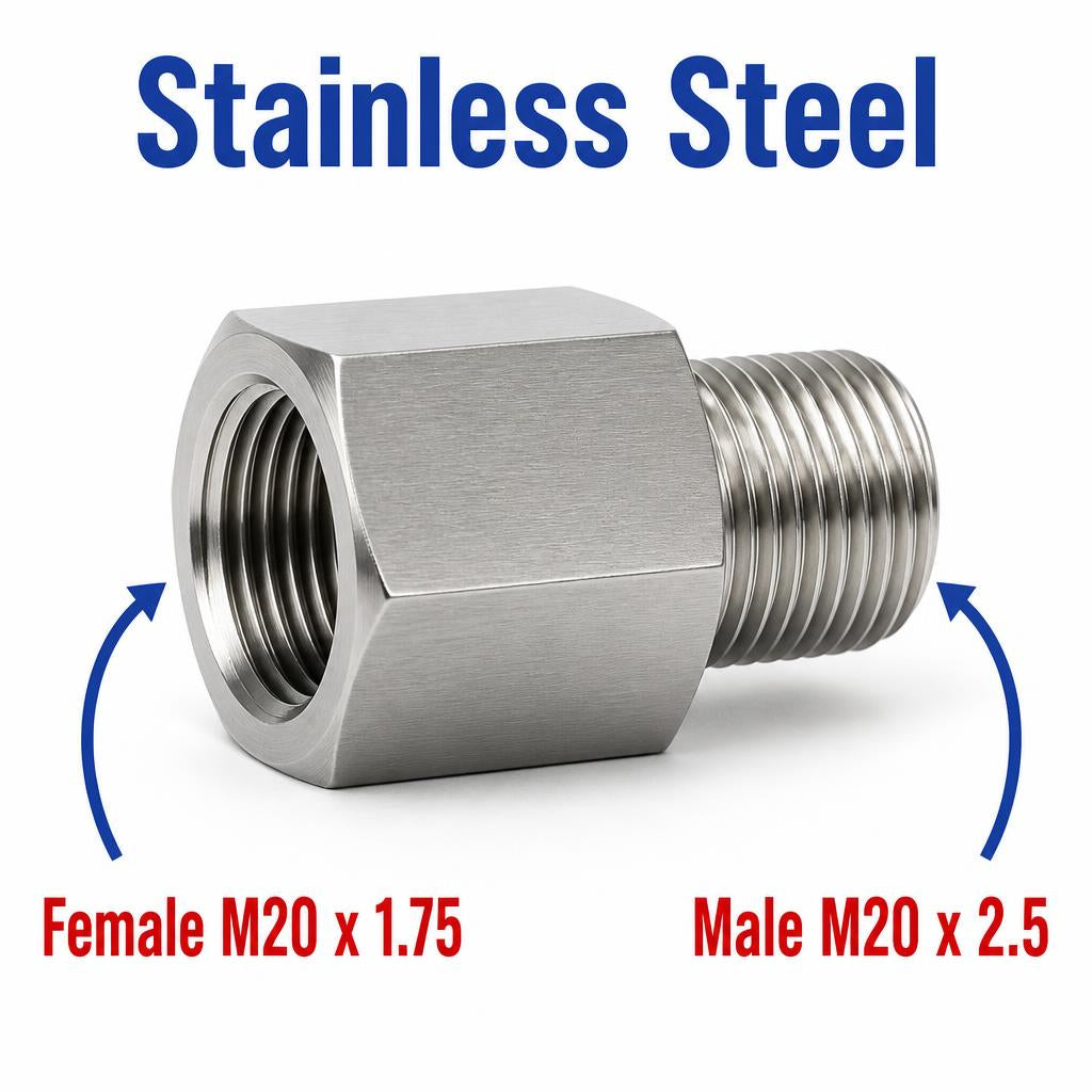 M20x1.75 Female to M20x2.5 Male Stainless Steel 304 Sensor Adaptor Fittings Conversion