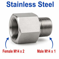 M14x2 Female to M14x1 Male Stainless Steel 304 Sensor Adaptor Fittings Conversion